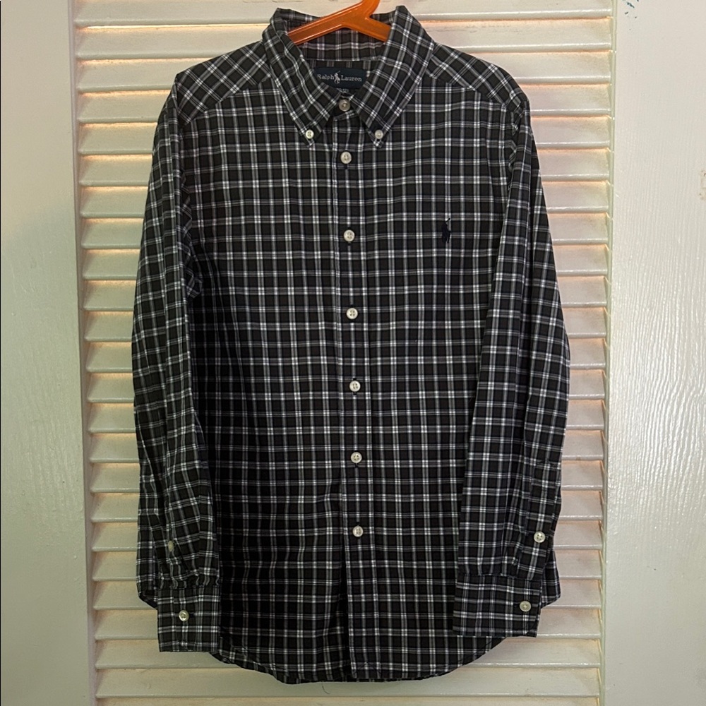 Ralph Lauren Navy, Red, Green, and White Plaid Button-Down Shirt